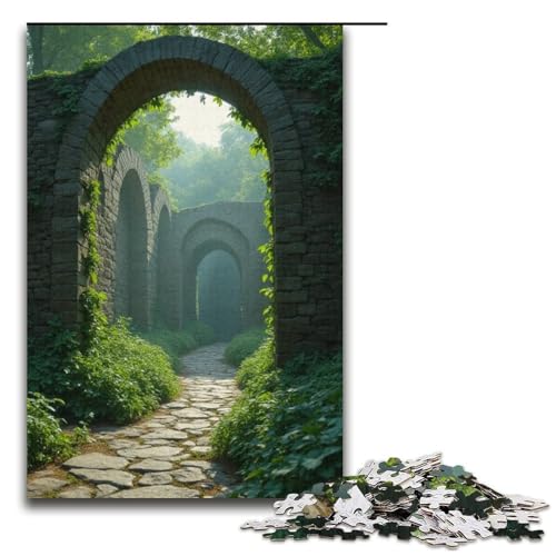 Puzzle für Erwachsene antike Stadtmauern mit Weinreben bedeckt 1000 Teile Holzpuzzle für Erwachsene und Kinder ab 12 Jahren Lernspielzeug 1000 Teile (38 x 26 cm) von ouynngjing