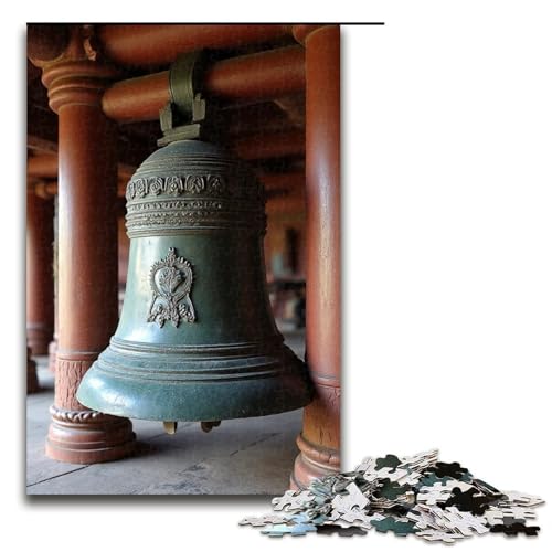 Puzzle für Erwachsene antike Tempelglocke 1000 Teile Holzpuzzle für Kinder ab 12 Jahren Heimdekoration 1000 Teile (75 x 50 cm) von ouynngjing