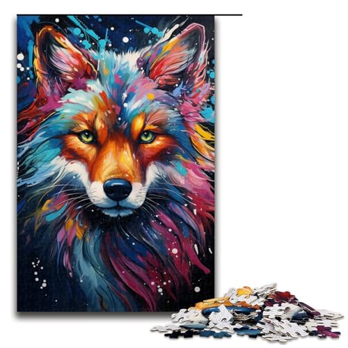 Puzzle für Erwachsene bizarrer bunter Fuchs 1000-teiliges Holzpuzzle für Kinder ab 12 Jahren Lernspielzeug 1000 Teile (75 x 50 cm) von ouynngjing