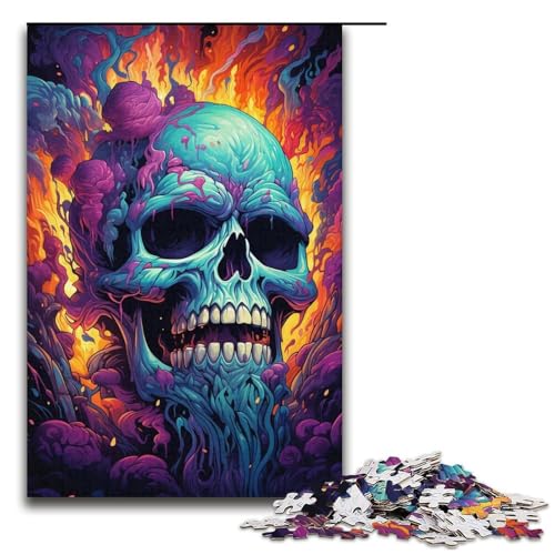 Puzzle für Erwachsene bizarres buntes Totenkopf-Puzzle 1000 Teile Holzpuzzle für Kinder ab 12 Jahren anspruchsvolles Spiel 1000 Teile (38 x 26 cm) von ouynngjing