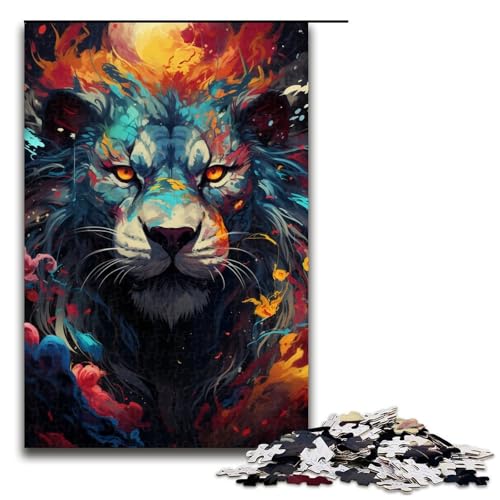 Puzzle für Erwachsene bunt psychedelisch Seele Löwe Drache 1000 Teile Holzpuzzle für Erwachsene und Kinder ab 12 Jahren 1000 Teile (75 x 50 cm) von ouynngjing