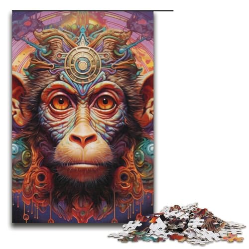 Puzzle für Erwachsene bunter AFFE 1000 Teile Holzpuzzle für Kinder ab 12 Jahren Lernspielzeug 1000 Teile (38 x 26 cm) von ouynngjing