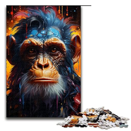 Puzzle für Erwachsene bunter AFFE 1000 Teile Holzpuzzle für Kinder ab 12 Jahren Lernspielzeug 1000 Teile (75 x 50 cm) von ouynngjing