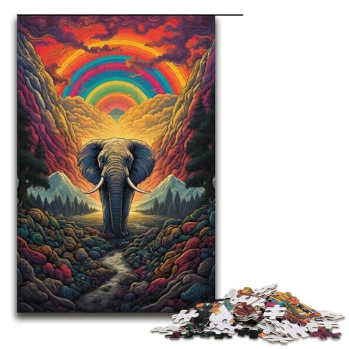 Puzzle für Erwachsene bunter Elefant 1000 Teile Holzpuzzle für Erwachsene und Kinder ab 12 Jahren Lernspielzeug 1000 Teile (38 x 26 cm) von ouynngjing
