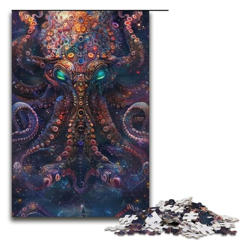 Puzzle für Erwachsene bunter Oktopus 1000 Teile Holzpuzzle für Erwachsene und Kinder ab 12 Jahren 1000 Teile (38 x 26 cm) von ouynngjing