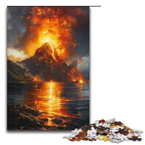 Puzzle für Erwachsene bunter Vulkan 1000 Teile Holzpuzzle für Erwachsene und Kinder ab 12 Jahren 1000 Teile (75 x 50 cm) von ouynngjing