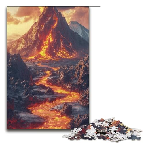 Puzzle für Erwachsene bunter Vulkan 1000teiliges Holzpuzzle für Erwachsene und Kinder ab 12 Jahren 1000 Teile (38 x 26 cm) von ouynngjing