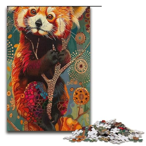 Puzzle für Erwachsene bunter roter Panda 1000 Teile Holzpuzzle für Erwachsene und Kinder ab 12 Jahren Lernspielzeug 1000 Teile (38 x 26 cm) von ouynngjing