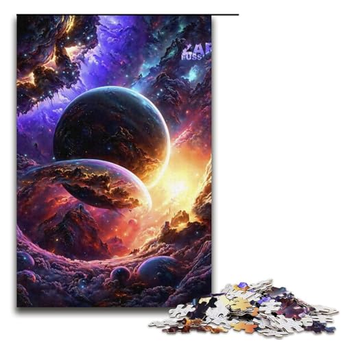 Puzzle für Erwachsene buntes Universum 1000teiliges Holzpuzzle für Kinder ab 12 Jahren Lernspielzeug 1000 Teile (38 x 26 cm) von ouynngjing