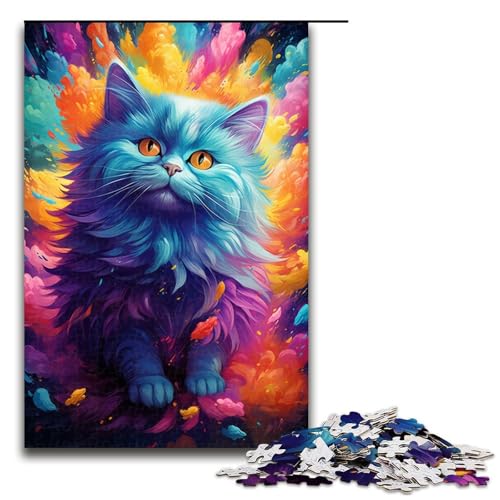 Puzzle für Erwachsene buntes süßes Kätzchen 1000 Teile Holzpuzzle für Kinder ab 12 Jahren anspruchsvolles Spiel 1000 Teile (75 x 50 cm) von ouynngjing