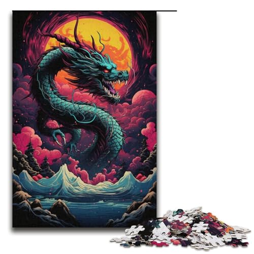 Puzzle für Erwachsene chinesischer Drache 1000 Teile Holzpuzzle für Kinder ab 12 Jahren Lernspielzeug 1000 Teile (38 x 26 cm) von ouynngjing