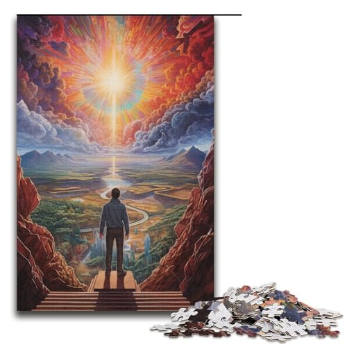 Puzzle für Erwachsene die allein die Welt betrachten 1000teiliges Holzpuzzle für Kinder ab 12 Jahren Lernspielzeug 1000 Teile (38 x 26 cm) von ouynngjing