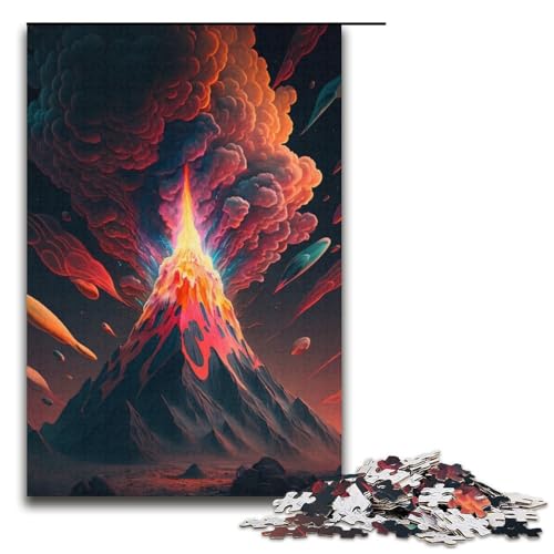 Puzzle für Erwachsene dunkelblaue und rote Wolken 1000 Teile tolles Geschenk geeignet für Teenager ab 14 Jahren 1000 Teile (38 x 26 cm) von ouynngjing