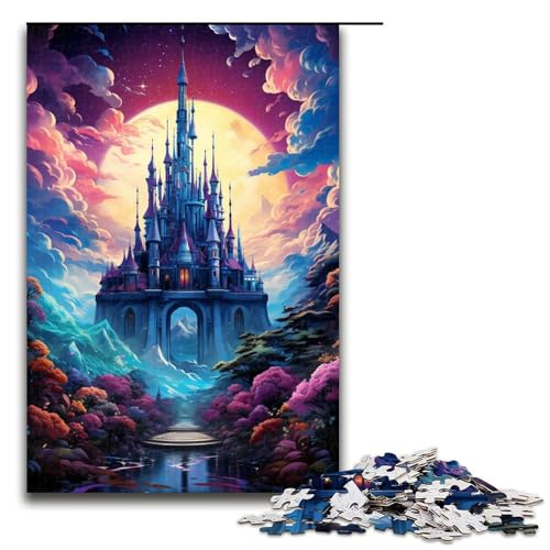 Puzzle für Erwachsene farbenfroh psychedelisch Fantasie Palastinsel 1000 Teile Holzpuzzle für Erwachsene und Kinder ab 12 Jahren Lernspielzeug 1000 Teile (75 x 50 cm) von ouynngjing