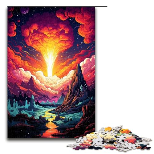 Puzzle für Erwachsene farbenfrohe Fantasielandschaft 1000 Teile Holzpuzzle für Erwachsene und Kinder ab 12 Jahren Lernspielzeug 1000 Teile (75 x 50 cm) von ouynngjing