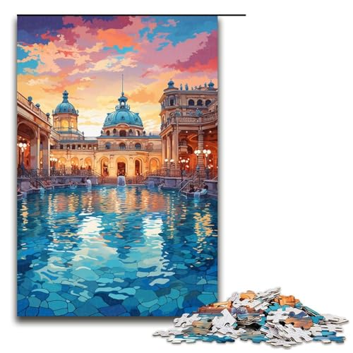 Puzzle für Erwachsene farbenfrohe psychedelische Thermalbäder in Budapest 1000-teiliges Holzpuzzle für Familienspiele 1000 Teile (75 x 50 cm) von ouynngjing