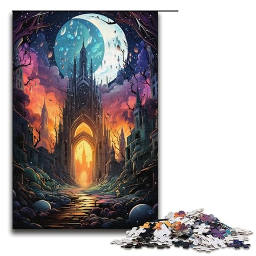 Puzzle für Erwachsene farbenfrohe psychedelische Weltraumkathedrale 1000-teiliges Holzpuzzle für Erwachsene und Kinder ab 12 Jahren 1000 Teile (38 x 26 cm) von ouynngjing