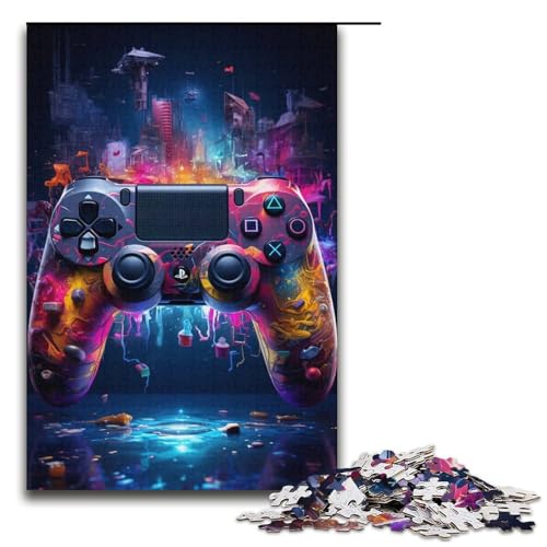 Puzzle für Erwachsene farbenfroher Gamecontroller 1000-teiliges Holzpuzzle für Kinder ab 12 Jahren Lernspielzeug 1000 Teile (38 x 26 cm) von ouynngjing