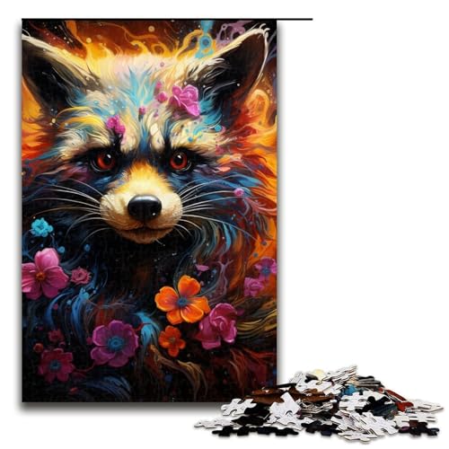 Puzzle für Erwachsene farbenfroher Waschbär 1000teiliges Holzpuzzle für Erwachsene und Kinder ab 12 Jahren 1000 Teile (75 x 50 cm) von ouynngjing