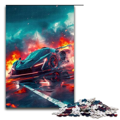 Puzzle für Erwachsene farbenfrohes Cooles Sportauto 1000teiliges Holzpuzzle für Erwachsene und Kinder ab 12 Jahren 1000 Teile (75 x 50 cm) von ouynngjing