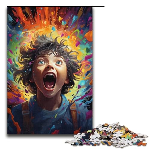 Puzzle für Erwachsene farbenfrohes Fantasie-Puzzle „Kleiner Junge“ 1000 Teile Holzpuzzle für Erwachsene und Kinder ab 12 Jahren 1000 Teile (38 x 26 cm) von ouynngjing