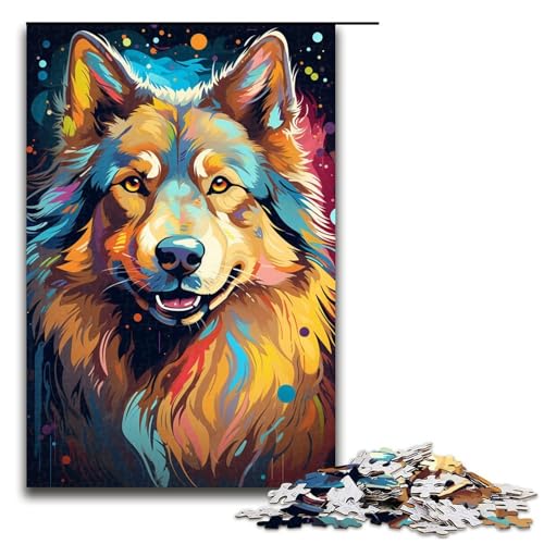 Puzzle für Erwachsene farbenfrohes Fantasie-Puzzle mit deutschem Schäferhund 1000 Teile Holzpuzzle für Kinder ab 12 Jahren anspruchsvolles Spiel 1000 Teile (75 x 50 cm) von ouynngjing