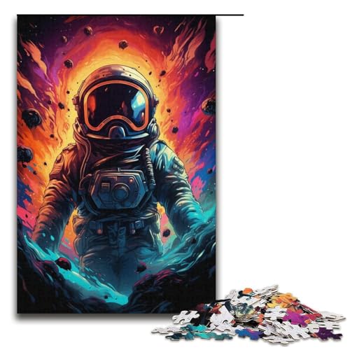 Puzzle für Erwachsene farbenfrohes Fantasie-Puzzle mit hübschem Astronautenmotiv 1000 Teile Holzpuzzle für Erwachsene und Kinder ab 12 Jahren 1000 Teile (38 x 26 cm) von ouynngjing