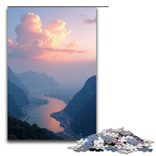 Puzzle für Erwachsene kleine Kreisstadt () 1000-teiliges Holzpuzzle für Kinder ab 12 Jahren Heimdekoration 1000 PCS (75 x 50 cm) von ouynngjing