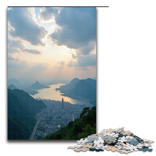 Puzzle für Erwachsene kleine Kreisstadt 1000-teiliges Holzpuzzle für Erwachsene und Kinder ab 12 Jahren 1000 Teile (75 x 50 cm) von ouynngjing