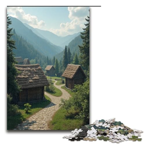 Puzzle für Erwachsene kleines Dorf 1000 Teile Holzpuzzle für Kinder ab 12 Jahren Lernspielzeug 1000 Teile (75 x 50 cm) von ouynngjing