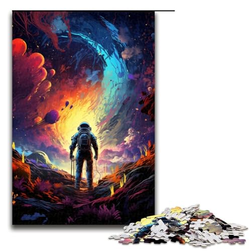 Puzzle für Erwachsene mit 1000 Teilen „Astronauten im geheimnisvollen Universum lustiges Puzzle für die ganze Familie mit passendem Poster und Quizblatt 1000 Teile (75 x 50 cm) von ouynngjing