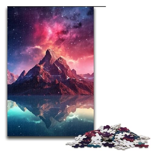 Puzzle für Erwachsene mit 1000 Teilen „Berge unter den Sternen“, lustiges Familienpuzzle mit passendem Poster und Quizblatt, 1000 Teile von ouynngjing