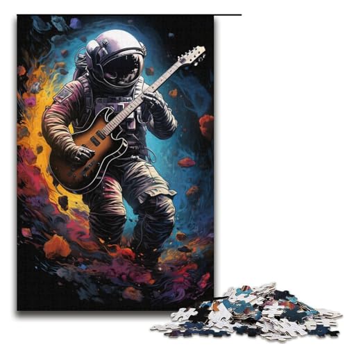 Puzzle für Erwachsene mit 1000 Teilen Astronaut spielt Gitarre lustiges Puzzle für die ganze Familie mit passendem Poster und Quizblatt 1000 Teile (38 x 26 cm) von ouynngjing