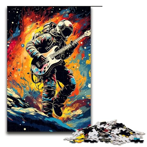 Puzzle für Erwachsene mit 1000 Teilen Astronaut spielt Gitarre lustiges Puzzle für die ganze Familie mit passendem Poster und Quizblatt 1000 Teile (75 x 50 cm) von ouynngjing