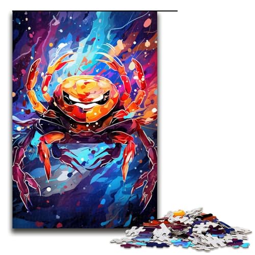 Puzzle für Erwachsene mit 1000 Teilen farbenfrohe Fantasiekrabbe lustiges Familienpuzzle mit passendem Poster und Quizblatt 1000 Teile (75 x 50 cm) von ouynngjing