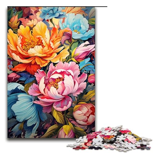 Puzzle für Erwachsene mit 1000 Teilen schöne Bunte Blumen lustiges Puzzle für die ganze Familie mit passendem Poster und Quizblatt 1000 Teile (75 x 50 cm) von ouynngjing