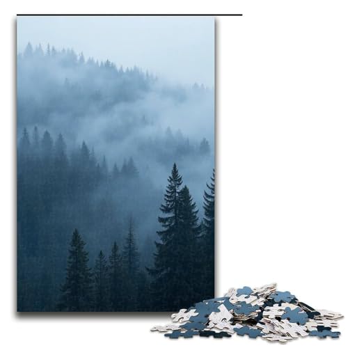 Puzzle für Erwachsene rauchbedeckter kalter Wald 1000 Teile Holzpuzzle für Erwachsene und Kinder ab 12 Jahren 1000 Teile (75 x 50 cm) von ouynngjing