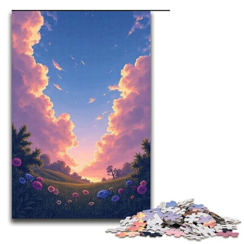 Puzzle für Erwachsene weiße Wolken grüne Berge und klares Wasser 1000 Teile Holzpuzzle für Kinder ab 12 Jahren anspruchsvolles Spiel 1000 Teile (75 x 50 cm) von ouynngjing