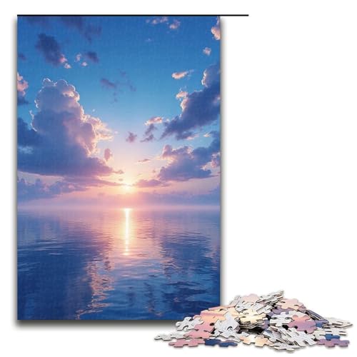 Puzzle für Erwachsene weiße Wolken grüne Berge und klares Wasser 1000-teiliges Holzpuzzle für Kinder ab 12 Jahren Heimdekoration 1000 Teile (75 x 50 cm) von ouynngjing