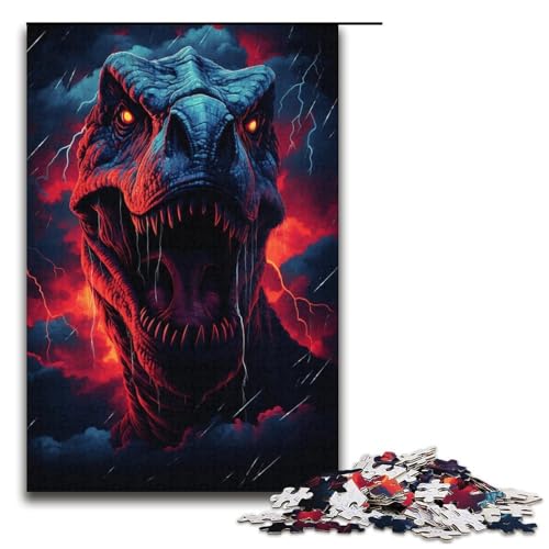 Puzzle für Erwachsene wütender Tyrannosaurus Rex14 1000teiliges Holzpuzzle für Kinder ab 12 Jahren Lernspielzeug 1000 Teile (38 x 26 cm) von ouynngjing