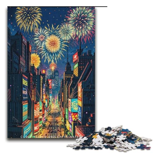 Puzzle für Erwachsene wunderschönes Feuerwerk 1000 Teile Holzpuzzle für Erwachsene und Kinder ab 12 Jahren Lernspielzeug 1000 Teile (38 x 26 cm) von ouynngjing
