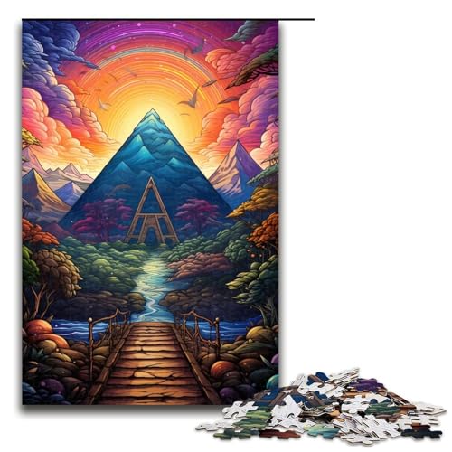 Puzzle für Erwachsene: Brücke zu den Pyramiden 1000-teiliges Holzpuzzle für Erwachsene und Kinder ab 12 Jahren 1000 Teile (75 x 50 cm) von ouynngjing
