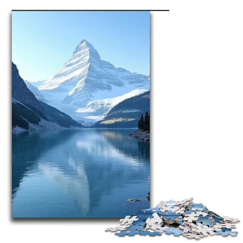 Puzzle für Erwachsene: Der Blaue See spiegelt die schneebedeckten Berge wider. 1000-teiliges Holzpuzzle für Familienspiele. 1000 Teile (75 x 50 cm) von ouynngjing