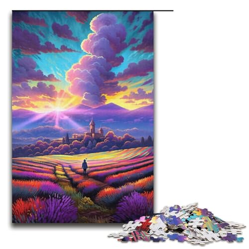 Puzzle für Erwachsene: Lavendelfelder in der Provence Frankreich. 1000teiliges Holzpuzzle für Erwachsene und Kinder ab 12 Jahren. 1000 Teile (38 x 26 cm) von ouynngjing