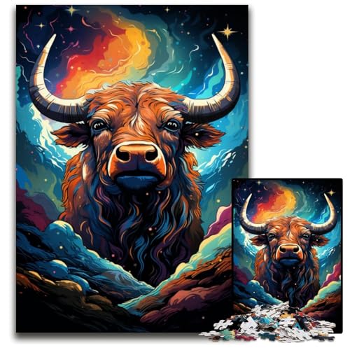 Puzzle mit 1000 Teilen „Die farbenfrohe Psychedelia von Starry Yak“ Papierpuzzle Familienaktivität Denksportaufgabe Heimdekoration 1000 Teile (38x26cm) von ouynngjing