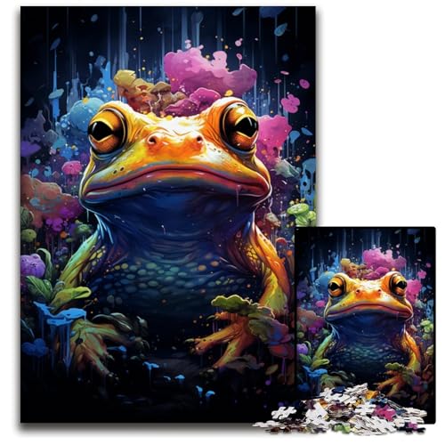 Puzzle mit 1000 Teilen für Erwachsene Malen Bunte Froschkunst Geburtstage Feiertage am besten für Weihnachten 1000 Teile (38x26cm) von ouynngjing