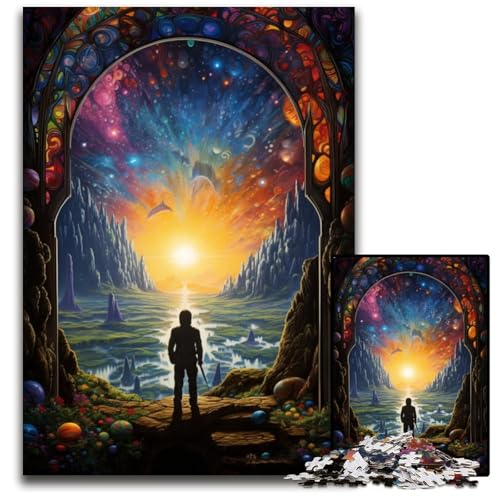 Puzzle mit 1000 Teilen für Erwachsene die die Welt allein betrachten Holzpuzzle für Erwachsene anspruchsvolles Denkspiel entspannendes Spielzeug für Teenager 1000 Teile (38 x 26 cm) von ouynngjing