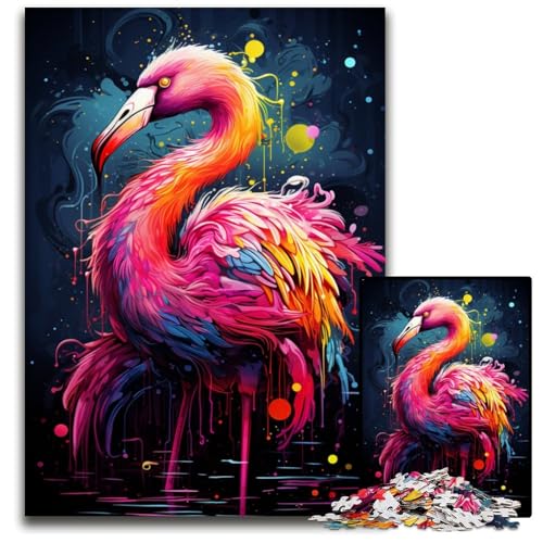 Puzzle mit 1000 Teilen für Erwachsene zum Malen bunter Flamingos Geburtstage Feiertage am besten für Weihnachten 1000 Teile (75x50cm) von ouynngjing