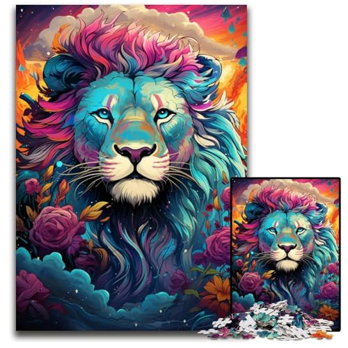 Puzzle mit mystischem Löwengemälde 1000 Teile für Erwachsene Papierpuzzle anspruchsvolles Denkspiel für Teenager Spaß für den Familienspielabend 1000 Teile (38x26cm) von ouynngjing