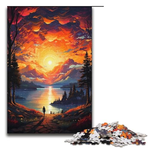 Puzzles 1000 Teile für Erwachsene Puzzles für Erwachsene 1000-Teile-Puzzle Lernspiele - Bunte Fantasie-Sonnenuntergangslandschaft von ouynngjing